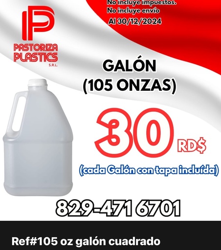 [01105] Galón cuadrado de 105 onzas (Natural)